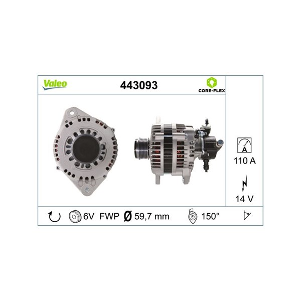Generator 14V 110A Valeo Valeo core-flex 443093 VALEO Generator 14V 110A Valeo Valeo core-flex 443093 VALEO