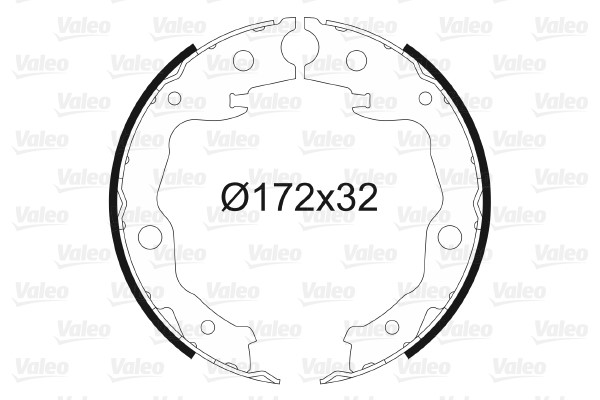 Bromsbackar, sats, parkeringsbroms, Bakaxel Valeo 564128 VALEO
