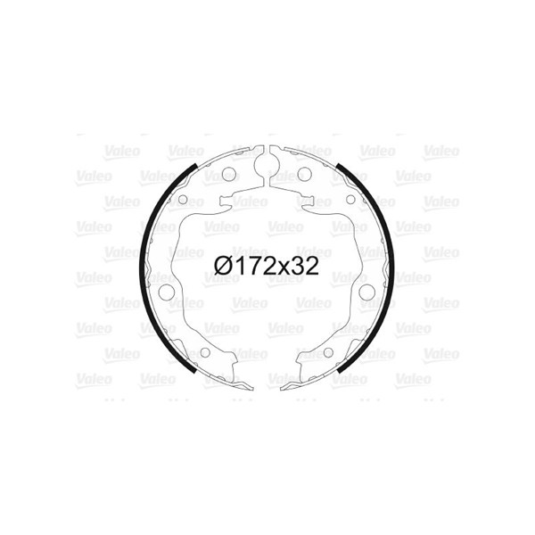 Bromsbackar, sats, parkeringsbroms, Bakaxel Valeo 564128 VALEO