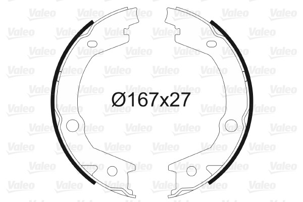 Bromsbackar, sats, parkeringsbroms, Bakaxel Valeo 564162 VALEO