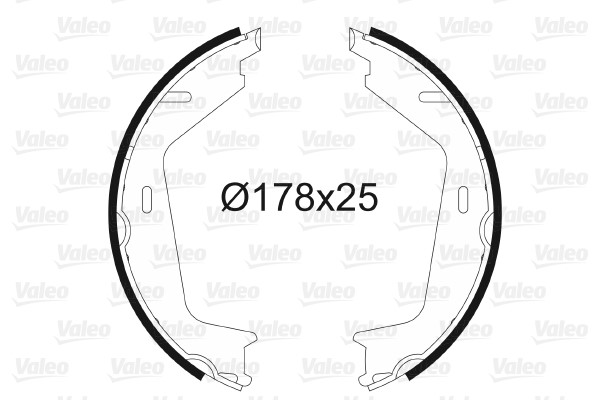 Bromsbackar, sats, parkeringsbroms, Bakaxel Valeo 564201 VALEO
