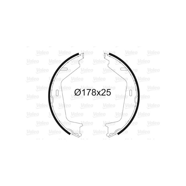 Bromsbackar, sats, parkeringsbroms, Bakaxel Valeo 564201 VALEO