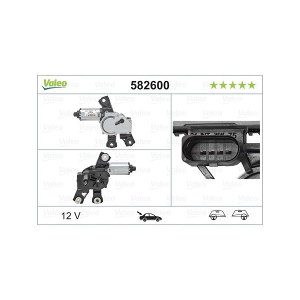 Torkarmotor 12V, Bak Valeo 582600 VALEO Torkarmotor 12V, Bak Valeo 582600 VALEO