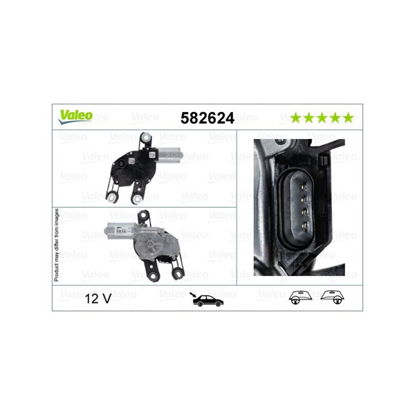 Torkarmotor 12V, Bak Valeo 582624 VALEO