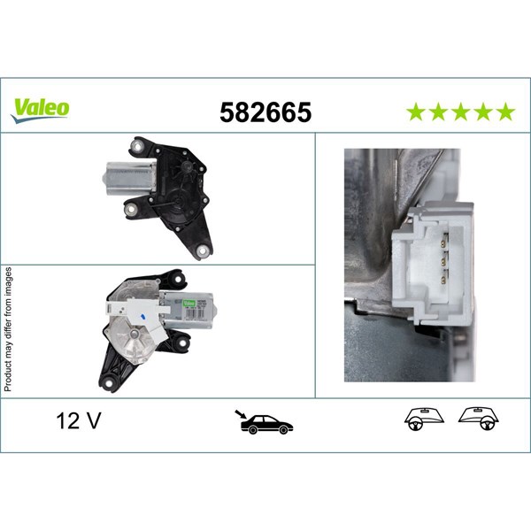 Torkarmotor 12V, Bak Valeo 582665 VALEO