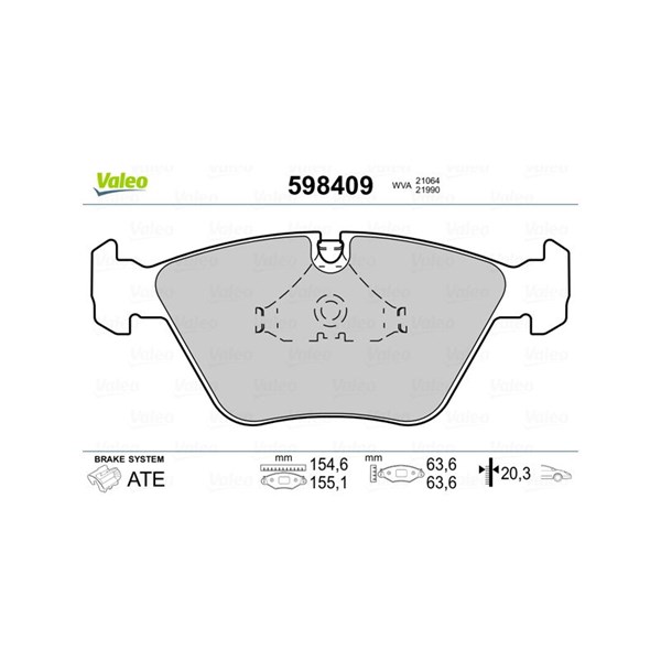 Bromsbeläggsats, Framaxel Valeo 598409 VALEO