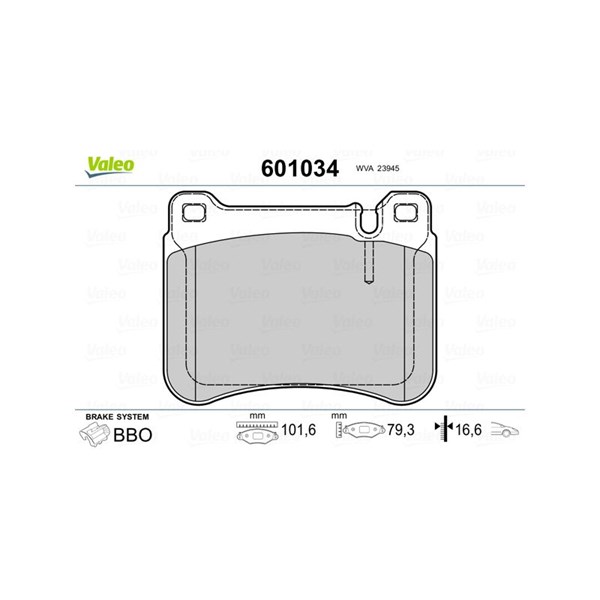 Bromsbeläggsats, Framaxel Valeo 601034 VALEO