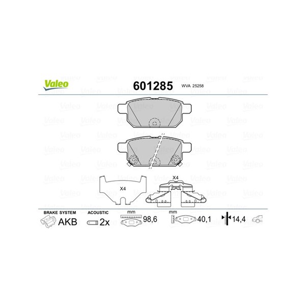 Bromsbeläggsats Valeo 601285 VALEO