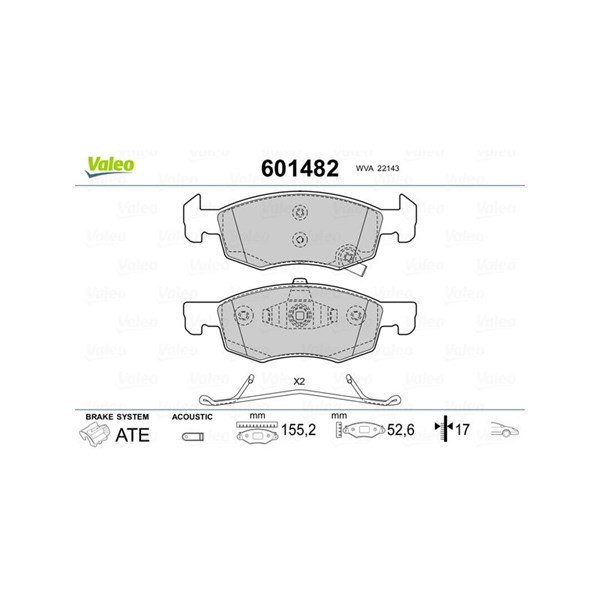 Bromsbeläggsats Valeo 601482 VALEO
