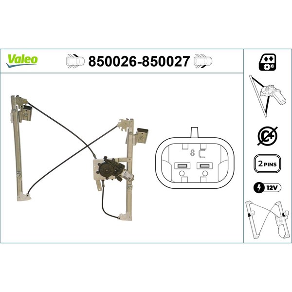 Fönsterhiss, Fram, Vänster Valeo 850026 VALEO