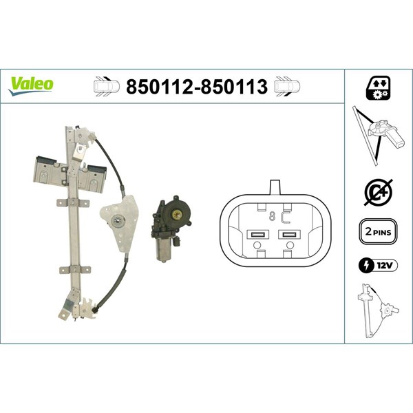 Fönsterhiss, Fram, Vänster Valeo 850112 VALEO