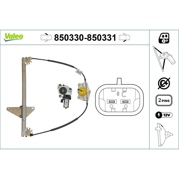 Fönsterhiss, Fram, Vänster Valeo 850330 VALEO