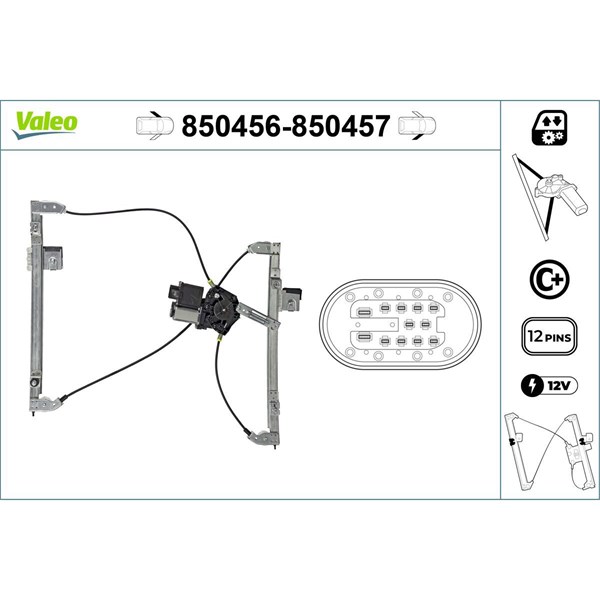 Fönsterhiss, Fram, Vänster Valeo 850456 VALEO