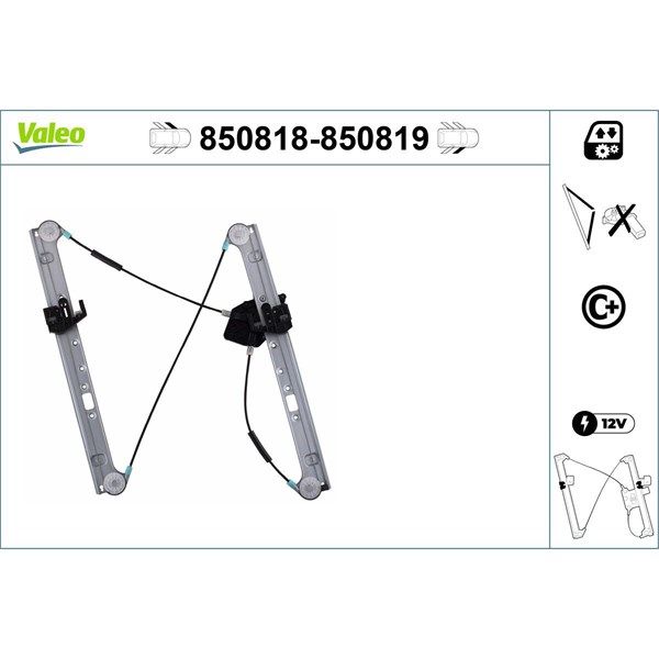 Fönsterhiss, Fram, Vänster Valeo 850818 VALEO