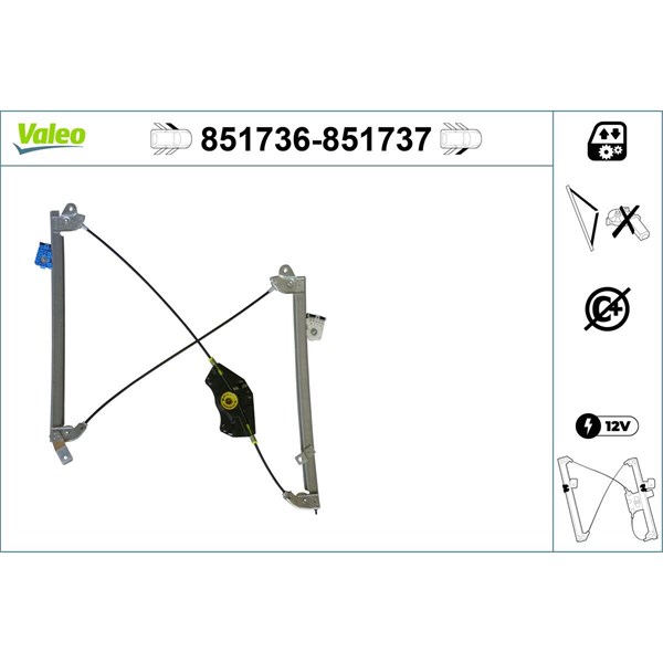 Fönsterhiss, Fram, Vänster Valeo 851736 VALEO Fönsterhiss, Fram, Vänster Valeo 851736 VALEO