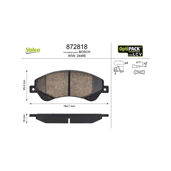 Bromsbeläggsats, Framaxel Valeo Optipack for lcv 872818 VALEO
