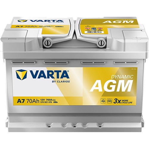 Startbatteri Varta Dynamic AGM A7 (E39) 12V 70Ah 760A, Bagageutry VARTA