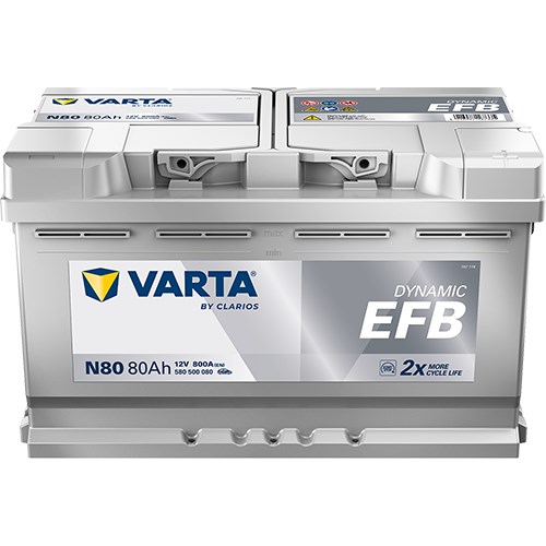 Startbatteri Varta Dynamic Efb N80 12v 80ah/800a, Bagageutrymme VARTA