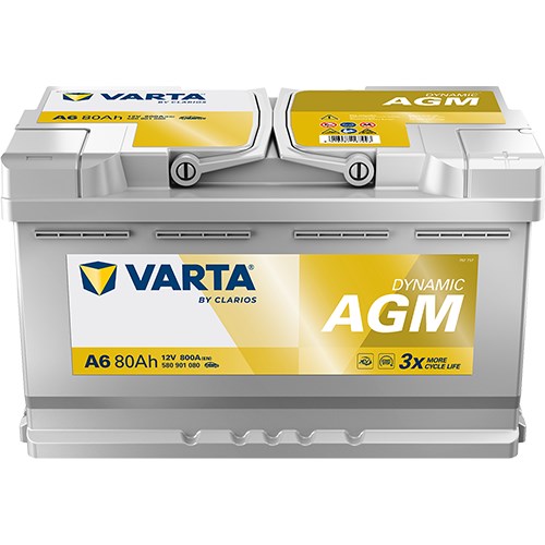 Startbatteri Varta Dynamic AGM A6 (F21) 12V 80Ah 800A, Bagageutry VARTA