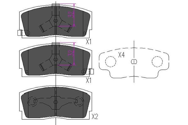 Bromsbeläggsats, Framaxel Kavo parts KBP-1501 KAVO PARTS