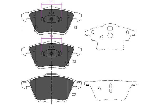 Bromsbeläggsats, Framaxel Kavo parts KBP-4553 KAVO PARTS
