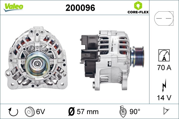 Generator 14V 70A Valeo Valeo core-flex 200096 VALEO