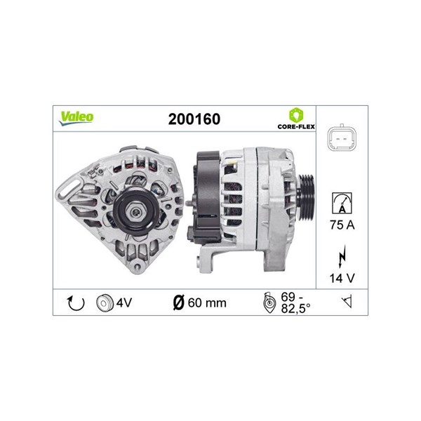 Generator 14V 75A Valeo Valeo core-flex 200160 VALEO Generator 14V 75A Valeo Valeo core-flex 200160 VALEO