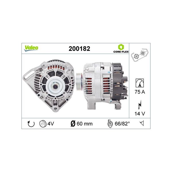 Generator 14V 75A Valeo Valeo core-flex 200182 VALEO Generator 14V 75A Valeo Valeo core-flex 200182 VALEO