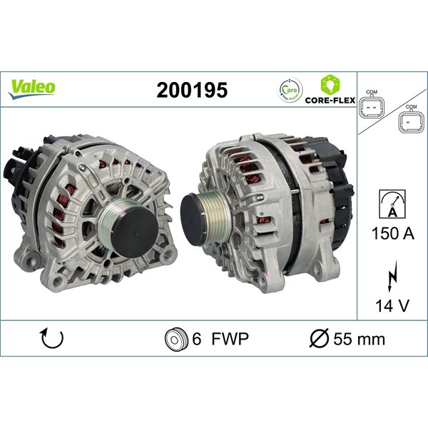 Generator 14V 150A Valeo Valeo core-flex 200195 VALEO