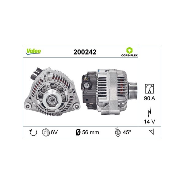 Generator 14V 90A Valeo Valeo core-flex 200242 VALEO