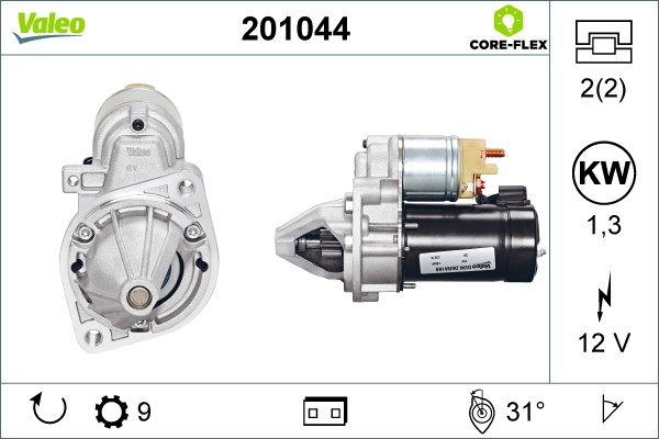 Startmotor 12V Valeo Valeo core-flex 201044 VALEO