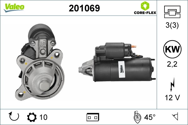 Startmotor 12V Valeo Valeo core-flex 201069 VALEO