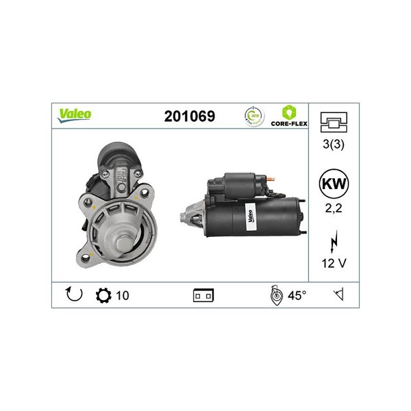 Startmotor 12V Valeo Valeo core-flex 201069 VALEO