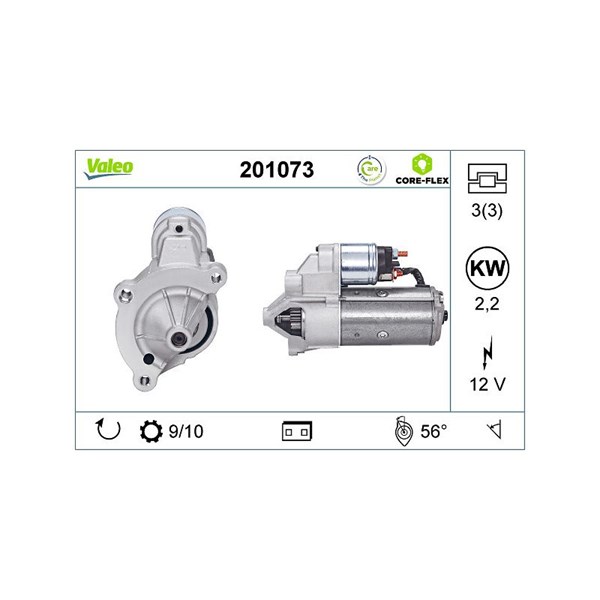 Startmotor 12V Valeo Valeo core-flex 201073 VALEO