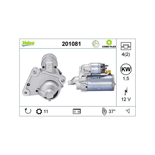 Startmotor 12V Valeo Valeo core-flex 201081 VALEO