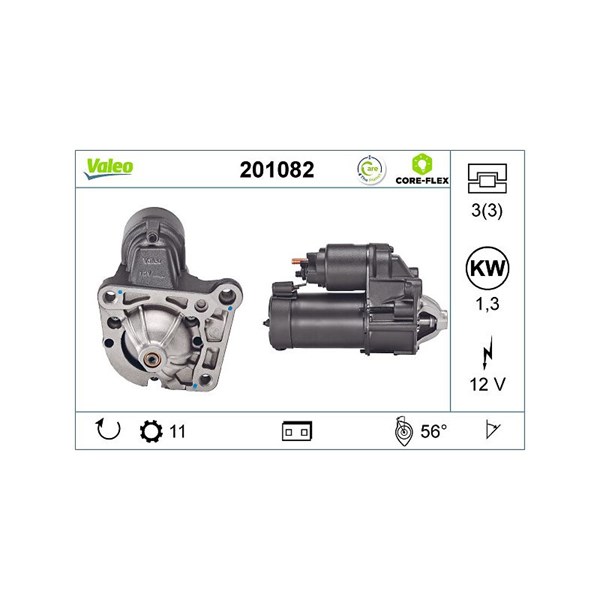 Startmotor 12V Valeo Valeo core-flex 201082 VALEO