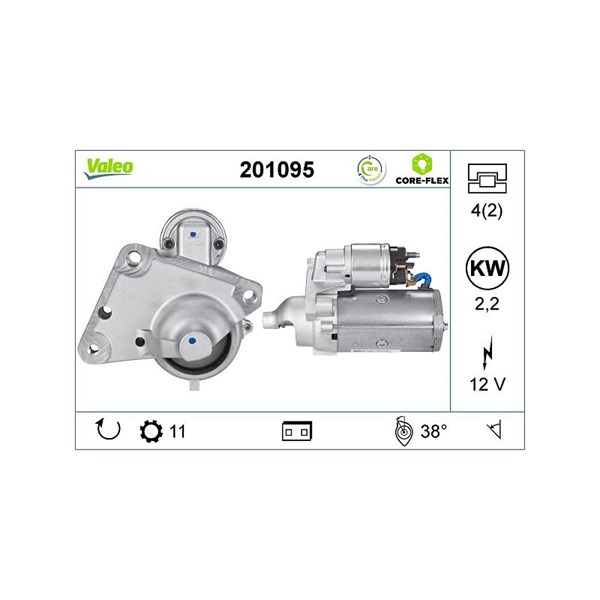 Startmotor 12V Valeo Valeo core-flex 201095 VALEO