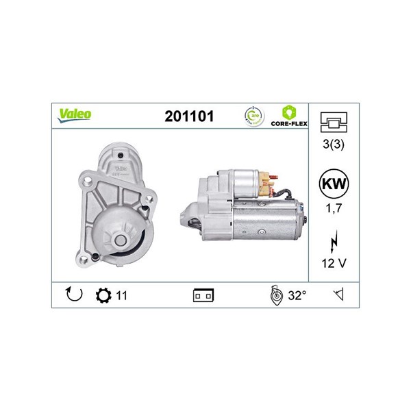 Startmotor 12V Valeo Valeo core-flex 201101 VALEO