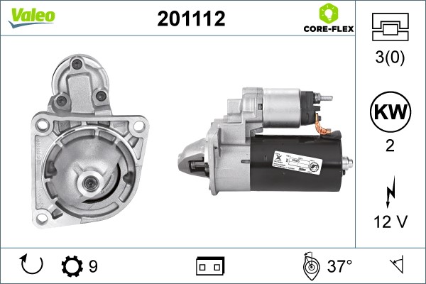 Startmotor 12V Valeo Valeo core-flex 201112 VALEO