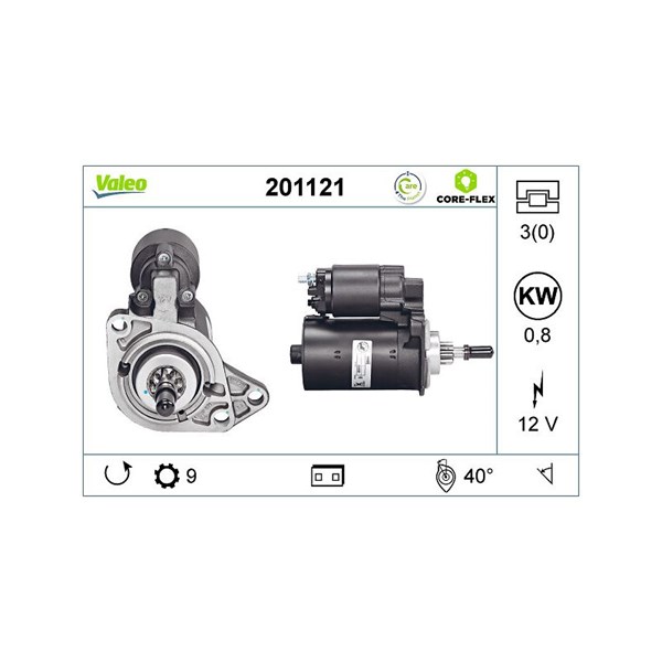 Startmotor 12V Valeo Valeo core-flex 201121 VALEO