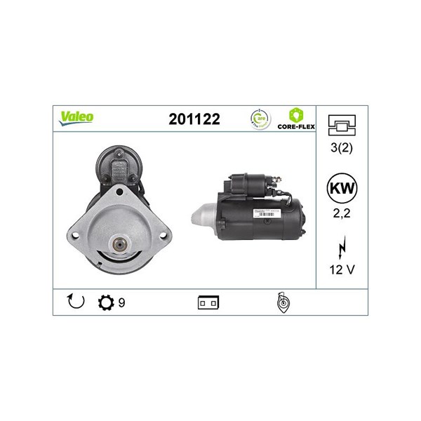 Startmotor 12V Valeo Valeo core-flex 201122 VALEO