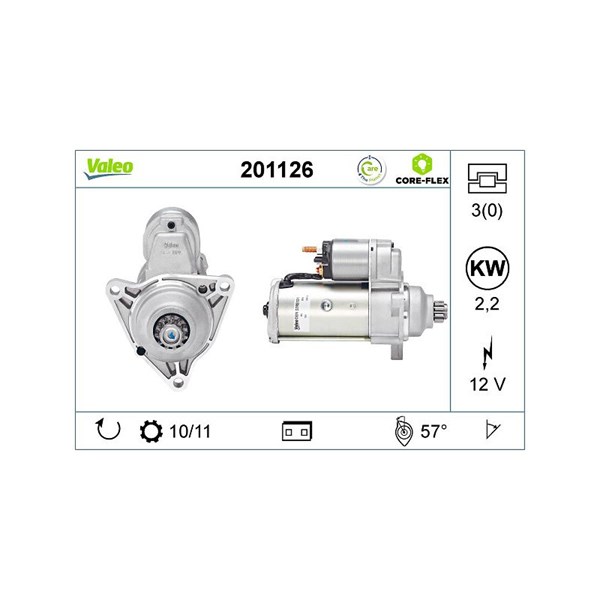 Startmotor 12V Valeo Valeo core-flex 201126 VALEO