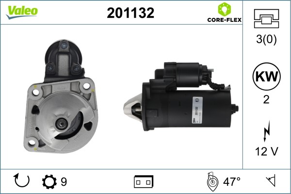 Startmotor 12V Valeo Valeo core-flex 201132 VALEO