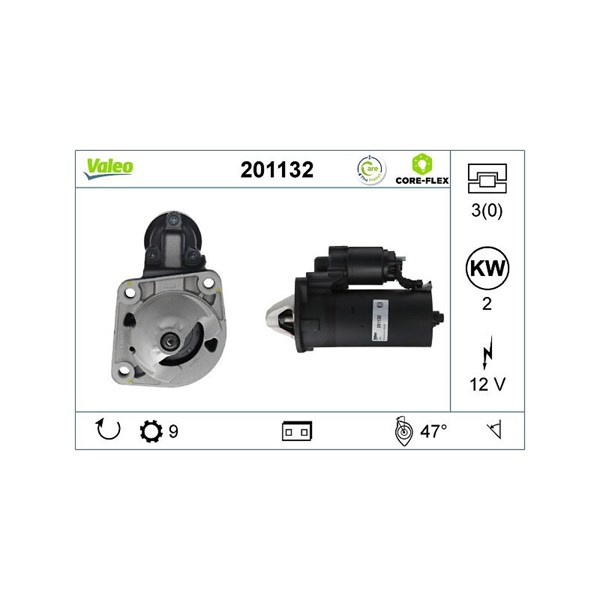 Startmotor 12V Valeo Valeo core-flex 201132 VALEO