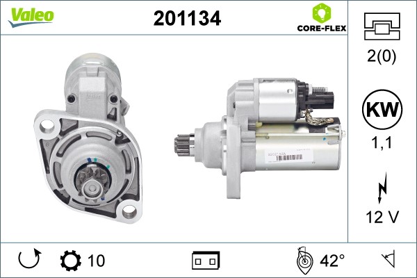 Startmotor 12V Valeo Valeo core-flex 201134 VALEO