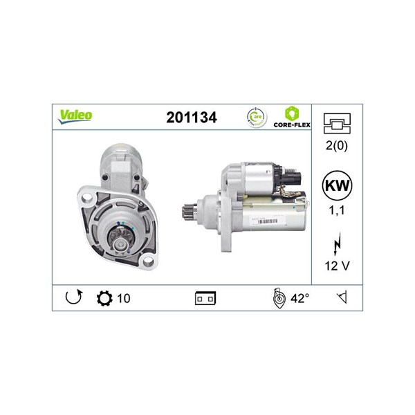 Startmotor 12V Valeo Valeo core-flex 201134 VALEO