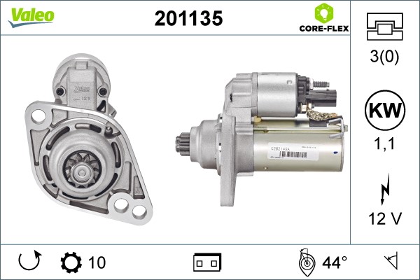 Startmotor 12V Valeo Valeo core-flex 201135 VALEO