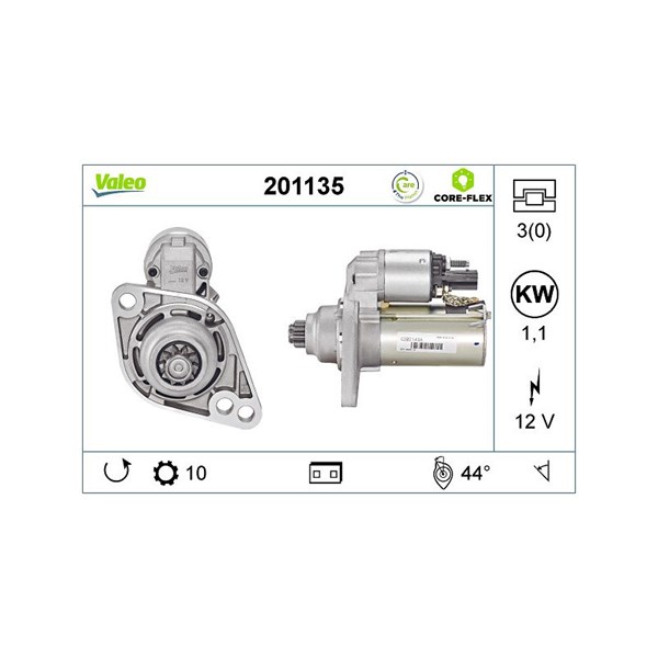 Startmotor 12V Valeo Valeo core-flex 201135 VALEO