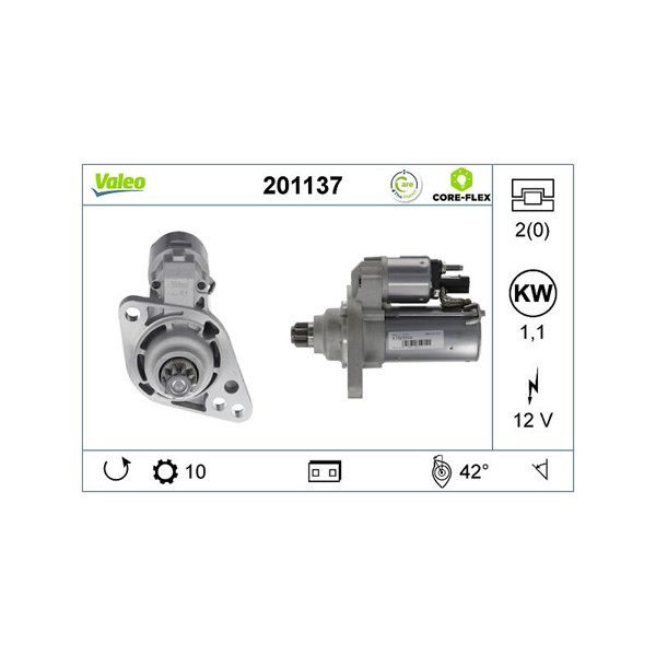 Startmotor 12V Valeo Valeo core-flex 201137 VALEO