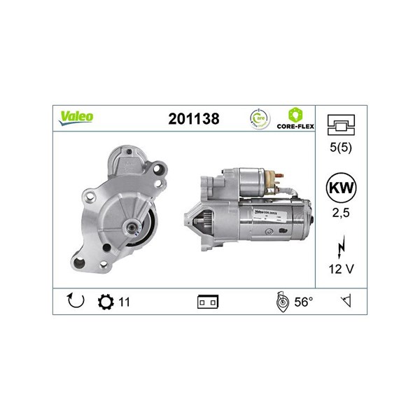 Startmotor 12V Valeo Valeo core-flex 201138 VALEO